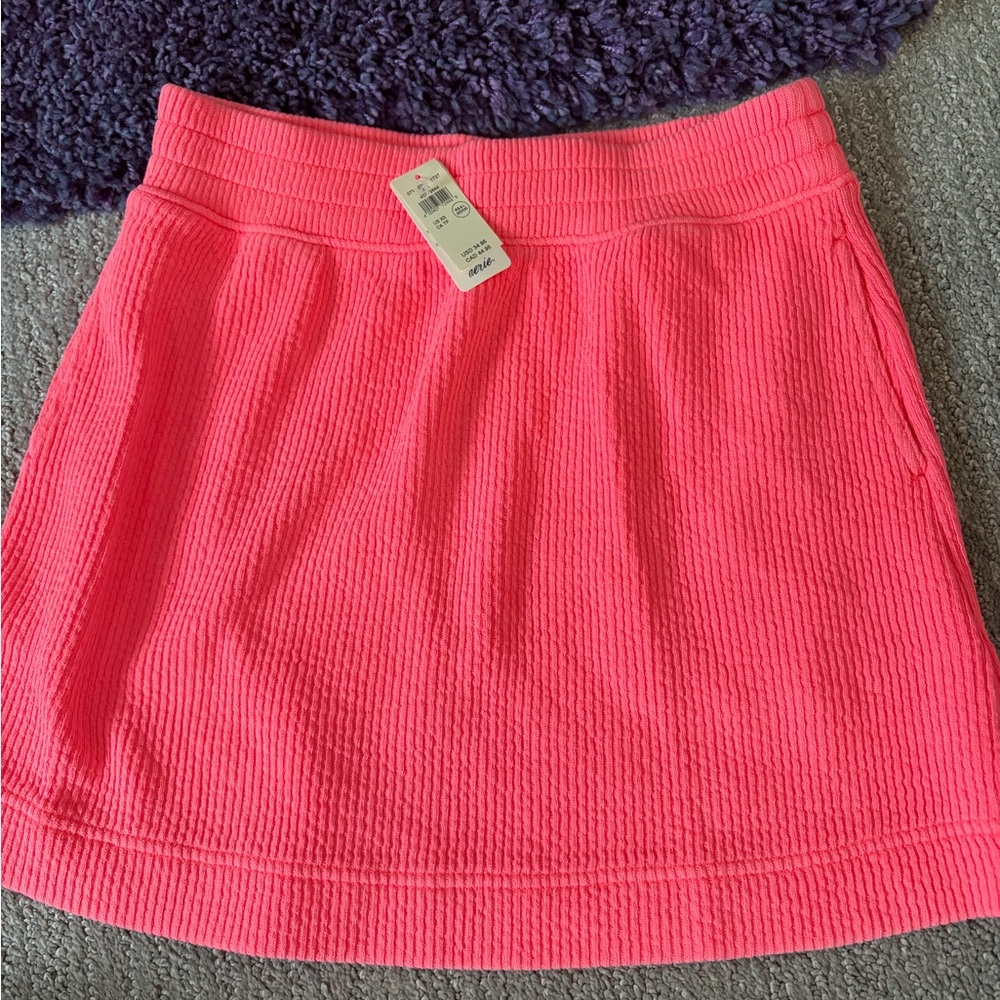 aerie coral Ribbed Mini Skirt
